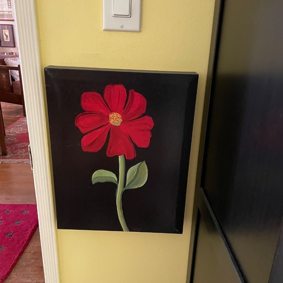 PRICE DROP! Dramatic hand painted red flowers 11 x 14" stretch canvas - Set of 2 - Picture 13 of 16